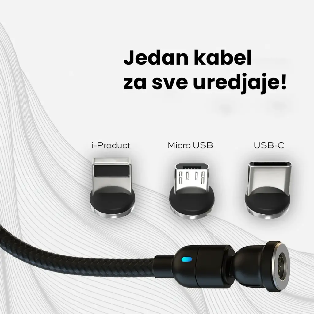 Magnetni kabl 3 u 1 sa rotirajućim dizajnom